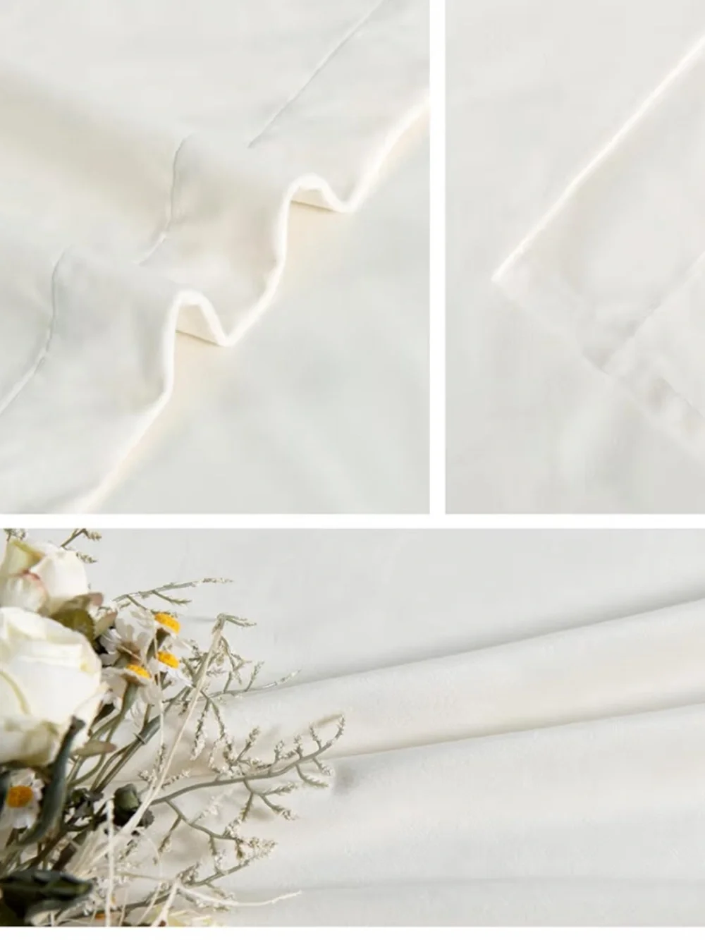 Pair white velvet curtains 62 x 108”